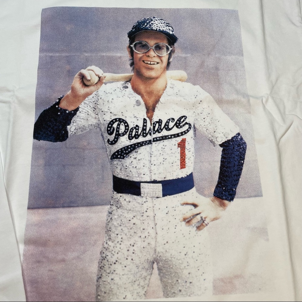 Palace Skateboards Elton John LA Dodgers Long Sleeve White Tee Shirt Mens Small - Picture 2 of 9